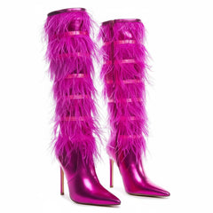 Tuhoomall Faux Suede Womens Fashion Booties With 4 Inch Heels, Zip Closure, Pointed Toe, Perfect For Parties And Performances