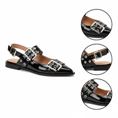 Tuhoomall Comfortable Low Heel Platform Shoes with Adjustable Metal Buckle for Casual and Office Use, Ideal for All-Season Wear