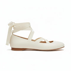 Tuhoomall Ballet Flat Shoes For Parties And Performances, Comfortable Round-Toe Design With Satin Finish And Cross Straps