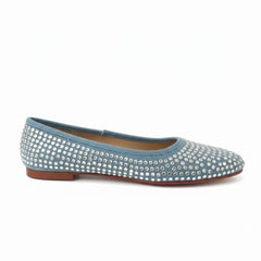 Tuhoomall Comfortable Slip-On Flats for Women - Suede and Denim Upper with Rhinestone Details - Perfect for Fashion Casual, Work, and Parties - Spring/Summer Wear