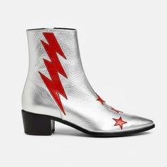 Tuhoomall Pointed-Toe Chunky Heel Ankle Booties with Zipper Closure - Fashionable Floral Applique Design for Parties and Everyday Wear