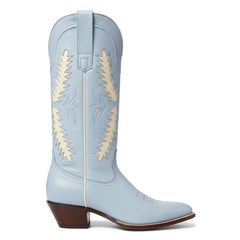 Tuhoomall Western Mid Calf Boots for Women with Rubber Sole, 5.1 cm Chunky Heel, Stylish Embroidery for Casual and Office Wear