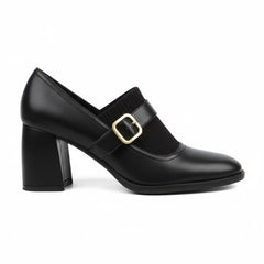 Tuhoomall Mary Jane High Heel Loafers for Women, 7.5 cm Chunky Heel, All-Season Fashion, Pure Leather, Comfortable Slip-On Design Tuhoomall