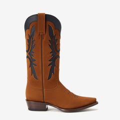 Tuhoomall Western Boots for Women, Low Chunky Heel Mid-Calf Style, Outdoor Fashion, Unique Snip Toe Design with Cut-Outs, All-Season Comfort Tuhoomall