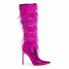 Tuhoomall Faux Suede Womens Fashion Booties With 4 Inch Heels, Zip Closure, Pointed Toe, Perfect For Parties And Performances