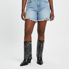 Tuhoomall Ankle Boots for Women, Stylish and Comfortable, Perfect for Parties and Casual Outings, Studded Design with Metal Buckle, 10cm Chunky Heel