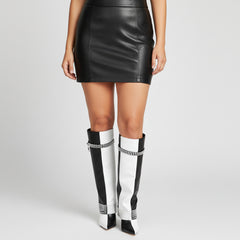 Tuhoomall Style Knee-High Foldable Boots with Studded Design for Casual Outdoor Fashion