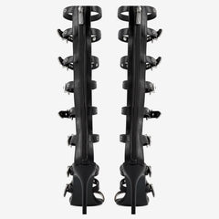 Tuhoomall High Heel Sandals for Parties & Events, Open Toe Design with Adjustable Buckle, Summer Fashion Knee-High Boots, Rubber Sole, Stylish Performance Footwear