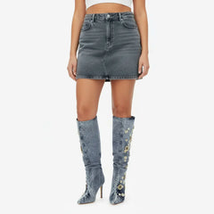 Tuhoomall Knee High Boots, Comfortable Ruched Design with Buttons, Fashionable Vintage Look for Casual Outings, 9.5 cm High Heel Tuhoomall