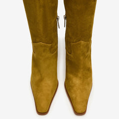 Tuhoomall Fashion Knee-High Boots for Women, Stylish Casual Wear with Chunky Heels and Zipper Detail, Versatile for Work and Everyday Use