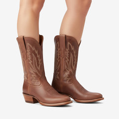Tuhoomall Western Cowboy Ankle Boots for Women, Fashion Casual Heels, Embroidered Design, Comfortable Rubber Sole, Versatile for All Seasons Tuhoomall