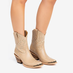 Tuhoomall Western Cowboy Ankle Boots for Women, Vintage Floral Embroidered High Ankle Heeled Booties, Casual Retro Fashion, Easy Slip-On Design