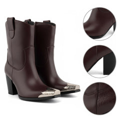Tuhoomall Casual Almond Toe Chunky Heel Ankle Boots with Zipper for Everyday Office and Street Style