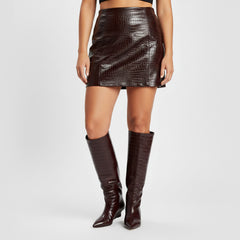 Tuhoomall Wedges Boots Over-the-Knee Boots For Parties and Performances, Comfortable Wedge Heel, Crocodile Pattern PU, Fashionable Retro Design