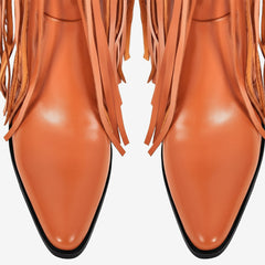 Tuhoomall Over-The-Knee High Heel Boots With Fringes And Studs For Party And Fashion Events