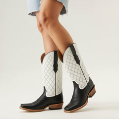 Tuhoomall Western Cowboy Boots for Women, Comfort Mid-Calf Boot with Embroidered Design, Chic and Casual Style for All Seasons