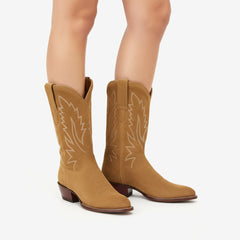 Tuhoomall Western Cowboy Ankle Boots for Women, Fashion Casual Heels, Embroidered Design, Comfortable Rubber Sole, Versatile for All Seasons