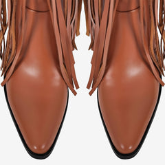 Tuhoomall Over-The-Knee High Heel Boots With Fringes And Studs For Party And Fashion Events