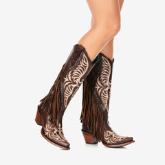 Tuhoomall Western Cowgirl Boots With Fringe And Embroidery, Chic Fashion For Casual Wear, Sturdy Chunky Heel, Perfect For All Seasons
