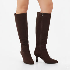 Tuhoomall Knee-High Fashion Boots - Stylish Zipper Closure, Elegant Square Toe, Comfortable 7cm Mid-Heel for Parties and Casual Wear