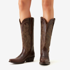 Tuhoomall Western Knee High Cowboy Boots for Women, Fashionable Casual Outdoor, Embroidered Design, Chunky Heel, Slip-On Style