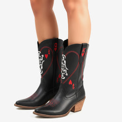 Tuhoomall Western Style Women's Cowboy Boots, Embroidered Ankle Booties for Travel, Outdoor Fashion, Parties, and Casual Wear