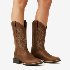 Tuhoomall Western Cowboy Boots for Women, Comfortable Mid-Calf Heeled Short Boots, Fashionable Floral Casual Footwear, All-Season Rubber Sole