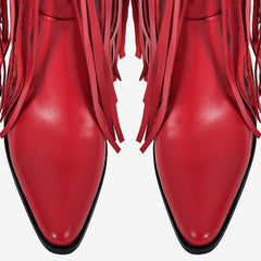 Tuhoomall Over-The-Knee High Heel Boots With Fringes And Studs For Party And Fashion Events