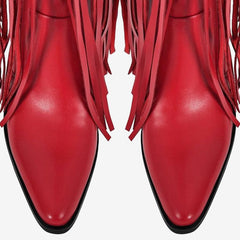 Tuhoomall Over-The-Knee High Heel Boots With Fringes And Studs For Party And Fashion Events Tuhoomall