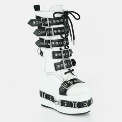 Tuhoomall Waterproof Ankle Boots for Women, Comfortable Wedge Heel, Stylish Rain & Snow Footwear with Adjustable Buckle and Zipper Closure, Perfect for Outdoor Activities