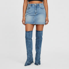 Tuhoomall Over-The-Knee Boots with Fringe and Studs for Party and Performance, Vintage Style, Slip-On Wedge Heel