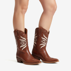 Tuhoomall Western Cowboy Ankle Boots for Women, Stylish Travel and Outdoor Short Booties, Floral Embroidery and Studded Design, Comfortable Chunky Heel Tuhoomall