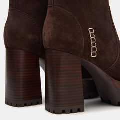 Tuhoomall Waterproof Chunky Heeled Ankle Boots for Outdoor, Work, and Casual Fashion - Adjustable Buckle, Zipper Closure, Quilted Suede