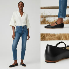 Tuhoomall Comfortable Mary Jane Flat Shoes with Bow, Slip-On Design for Fashionable Everyday Wear in Spring and Summer