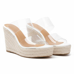 Tuhoomall Womens Wedge Sandals Summer Casual Slip-On Non-Slip Espadrille Style 12cm Platform