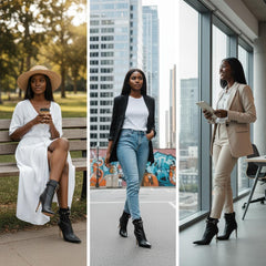 Tuhoomall Western Ankle Boots For Women, Stylish Pointed Toe, 9.5cm High Heel, Zipper Closure, Casual And Office Wear, Adjustable Buckle, All-Season Wedding