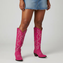 Tuhoomall Western Knee-High Boots for Fashion Casual Style with Embroidered Design and Chunky Heel, Ideal for Ranch and Outdoor Activities