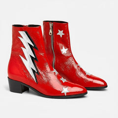 Tuhoomall Pointed-Toe Chunky Heel Ankle Booties with Zipper Closure - Fashionable Floral Applique Design for Parties and Everyday Wear