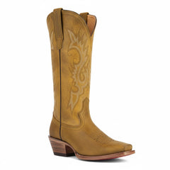Tuhoomall Western Cowgirl Boots Mid Calf Chunky Heel Slip-On Embroidered Fashion Boots for Travel Outdoor Classic Style