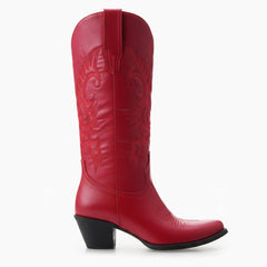 Tuhoomall Western Cowgirl Boots Mid Calf Chunky Heel Slip-On Embroidered Fashion Boots for Travel Outdoor Classic Style