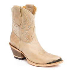 Tuhoomall Western Style Ankle Boots For Women, Vintage Plain Leather, Low Heel, Casual Chic, All-Season Fashion, Unique Embroidery Design