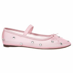 Tuhoomall Comfortable Rhinestone Ballet Flats for Women - Casual Blue Mesh Slip-On Shoes with Low Heel and Round Toe