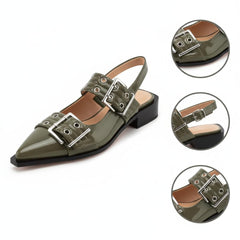 Tuhoomall Comfortable Low Heel Platform Shoes with Adjustable Metal Buckle for Casual and Office Use, Ideal for All-Season Wear