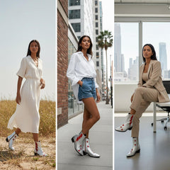 Tuhoomall Pointed-Toe Chunky Heel Ankle Booties with Zipper Closure - Fashionable Floral Applique Design for Parties and Everyday Wear