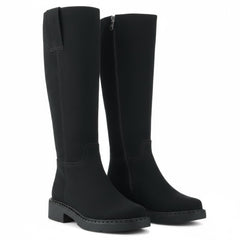 Tuhoomall Fashion Comfort Knee High Boots for Women - Low Heel Zipper Closure, Stylish for Office and Travel, Timeless Solid Color Design