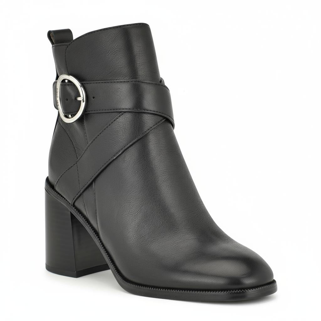 Tuhoomall Fashion Ankle Boots for Women, Comfort Short Booties with Chunky Heels, Casual Office Wear, Adjustable Metal Buckle, Rubber Sole, All-Season Style Tuhoomall