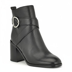 Tuhoomall Fashion Ankle Boots for Women, Comfort Short Booties with Chunky Heels, Casual Office Wear, Adjustable Metal Buckle, Rubber Sole, All-Season Style Tuhoomall