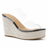 Tuhoomall Womens Wedge Sandals Summer Casual Slip-On Non-Slip Espadrille Style 12cm Platform Tuhoomall