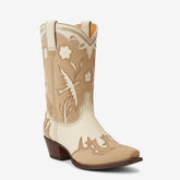 Tuhoomall Vintage Floral Embroidered Mid-Calf Boots for Formal and Casual Wear - Fashionable Low Chunky Heel Design Tuhoomall