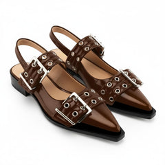 Tuhoomall Comfortable Low Heel Platform Shoes with Adjustable Metal Buckle for Casual and Office Use, Ideal for All-Season Wear